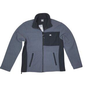 New Balance Mens Grey & Black Fleece Jacket Size Small Full Zip Textured